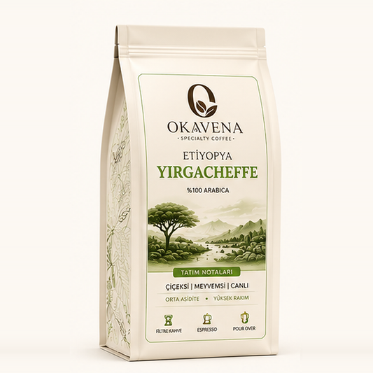 OKAVENA Etiyopya Yirgacheffe kahve paketi açık renk