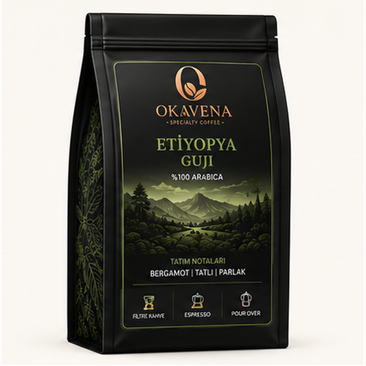 OKAVENA Etiyopya Guji kahve paketi siyah